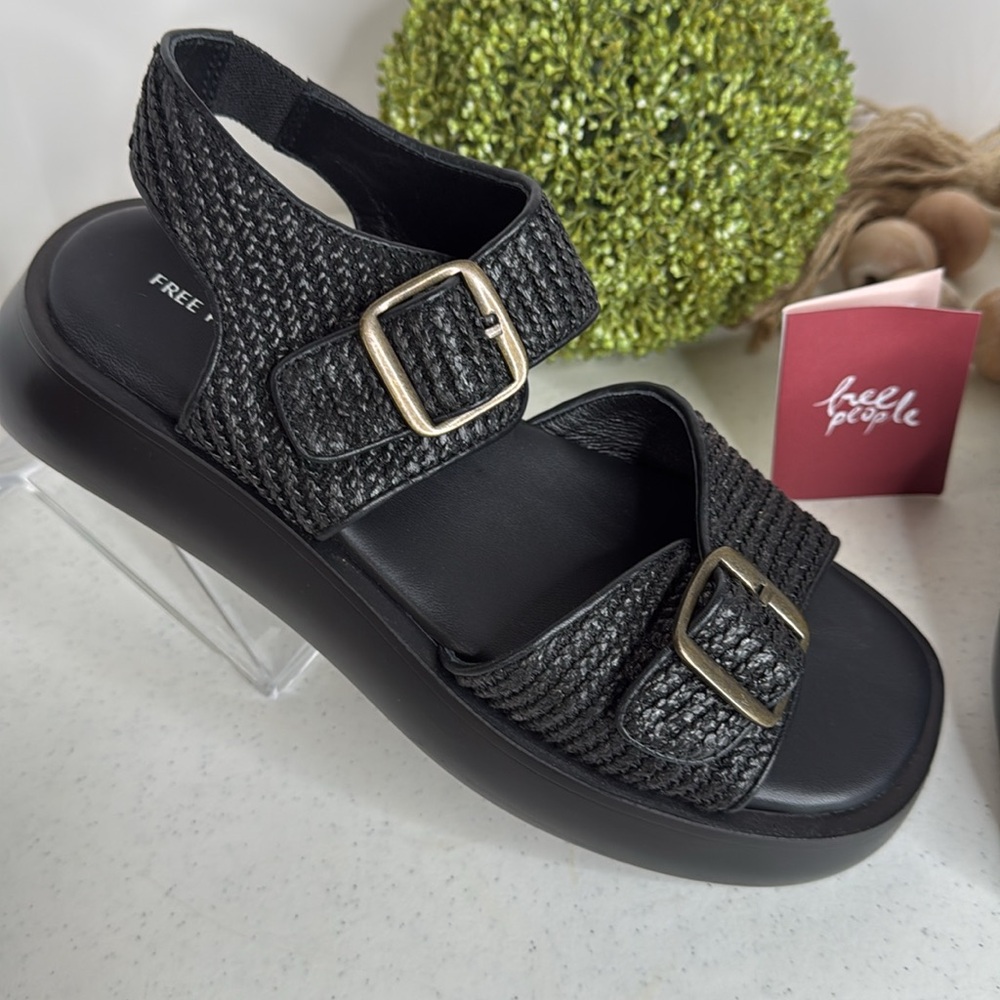Free People Women's Mandi Weave Sandal Black Sz 10